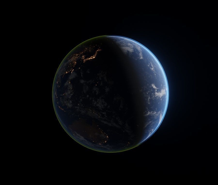 Earth day night cycle with atmosphere  Low-poly 3D model_6