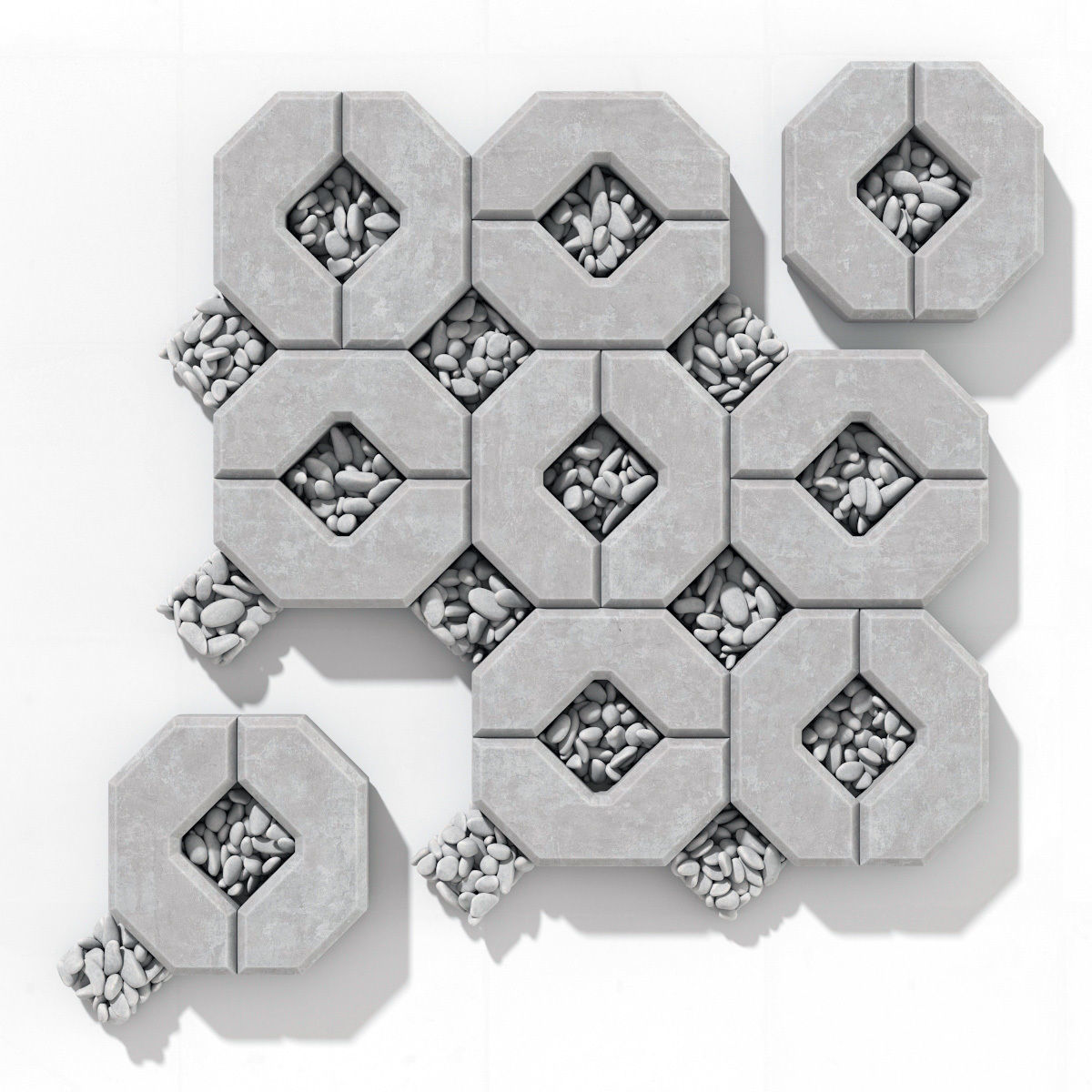 Ecoparking square stone  thick  one part n2 3D model_6