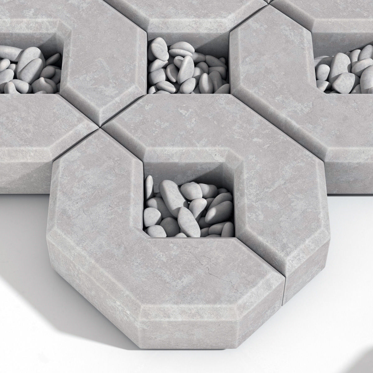 Ecoparking square stone  thick  one part n2 3D model_4