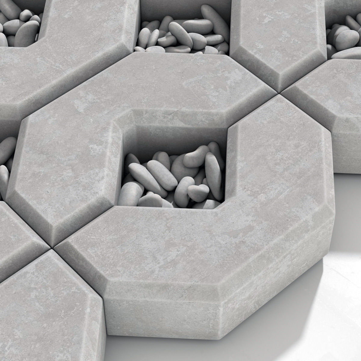 Ecoparking square stone  thick  one part n2 3D model_3