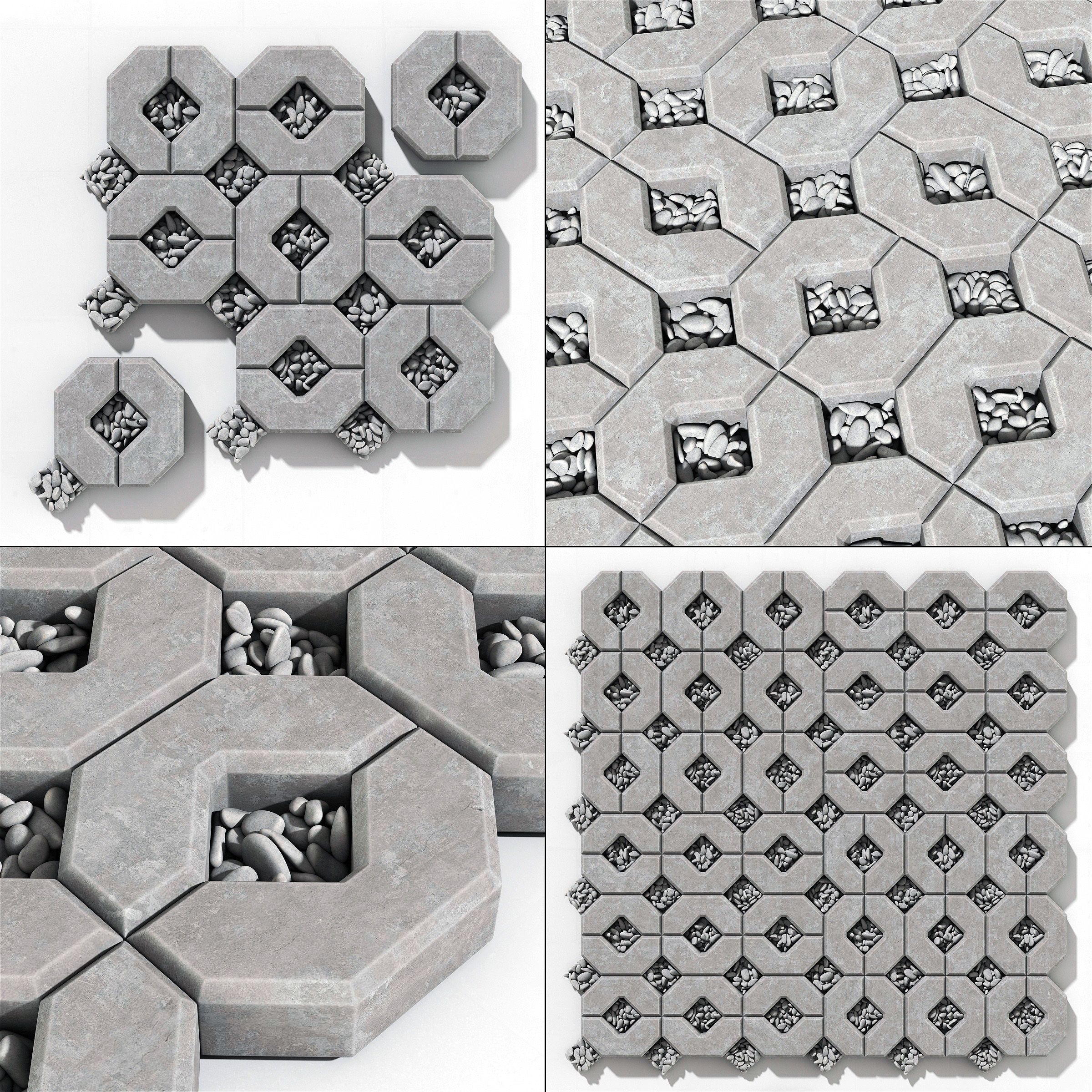 Ecoparking square stone  thick  one part n2 3D model_1