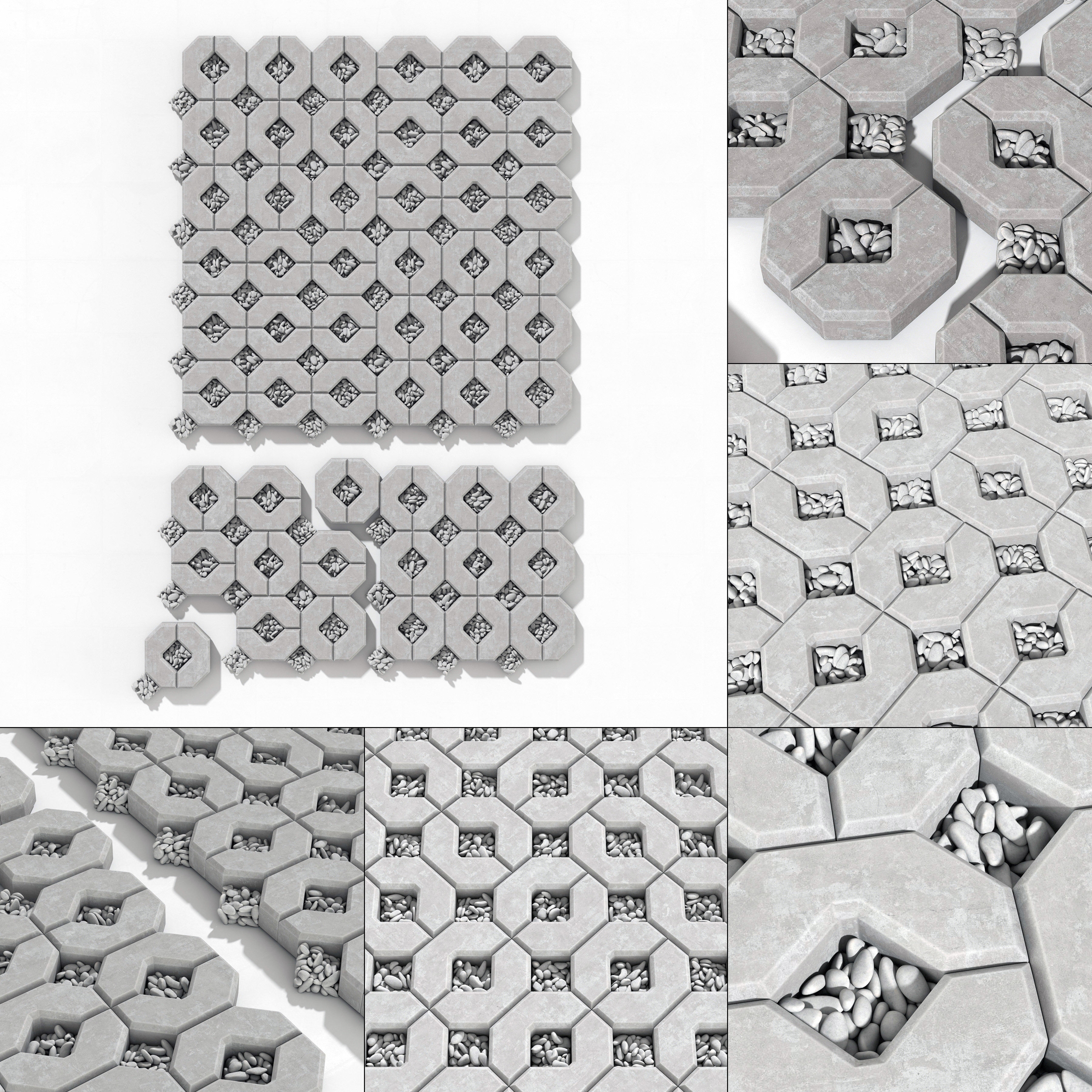 Ecoparking square stone  thick  one part n2 3D model_2
