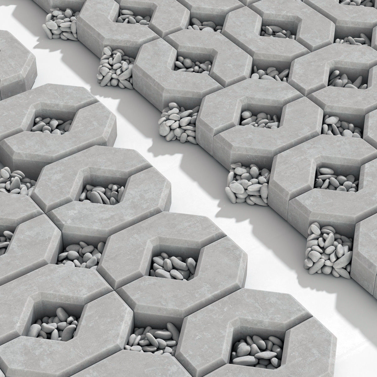 Ecoparking square stone  thick  one part n2 3D model_15