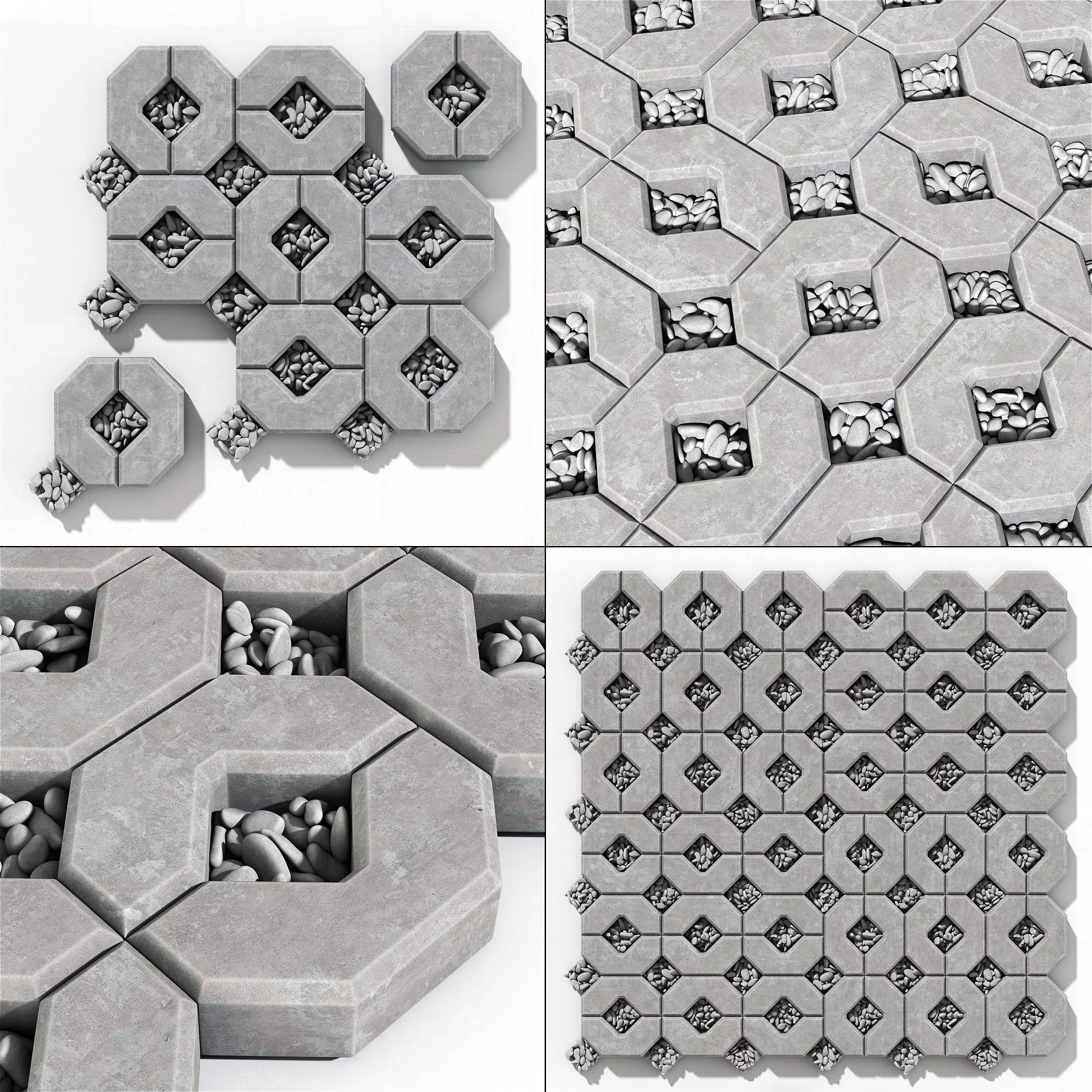 Ecoparking square stone  thick  one part n2 3D model_0