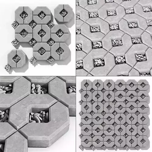 Ecoparking square stone  thick  one part n2 3D model