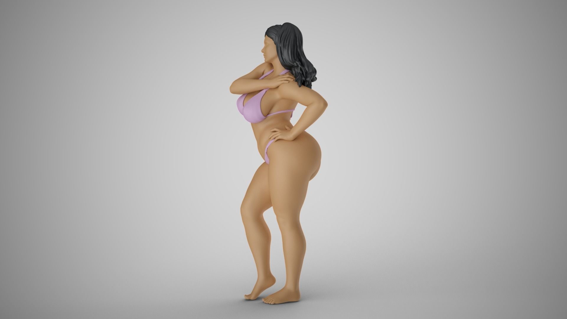 Girl Holding Hand on Shoulder 3D print model_5