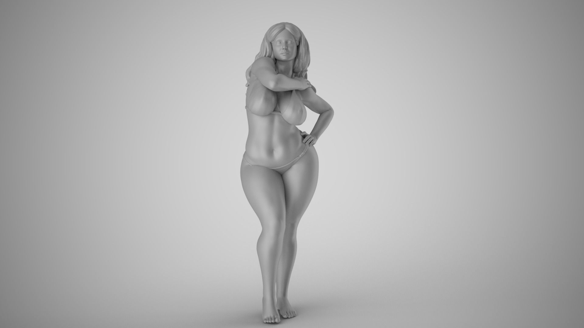 Girl Holding Hand on Shoulder 3D print model_2