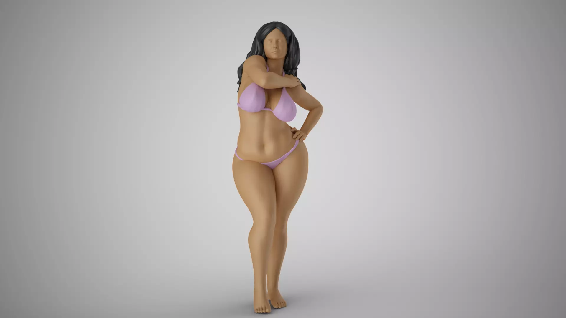 Girl Holding Hand on Shoulder 3D print model_0