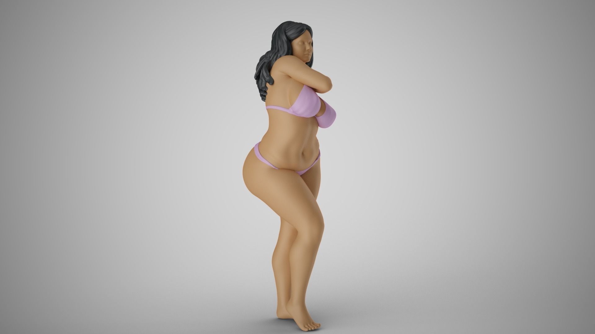 Girl Holding Hand on Shoulder 3D print model_10