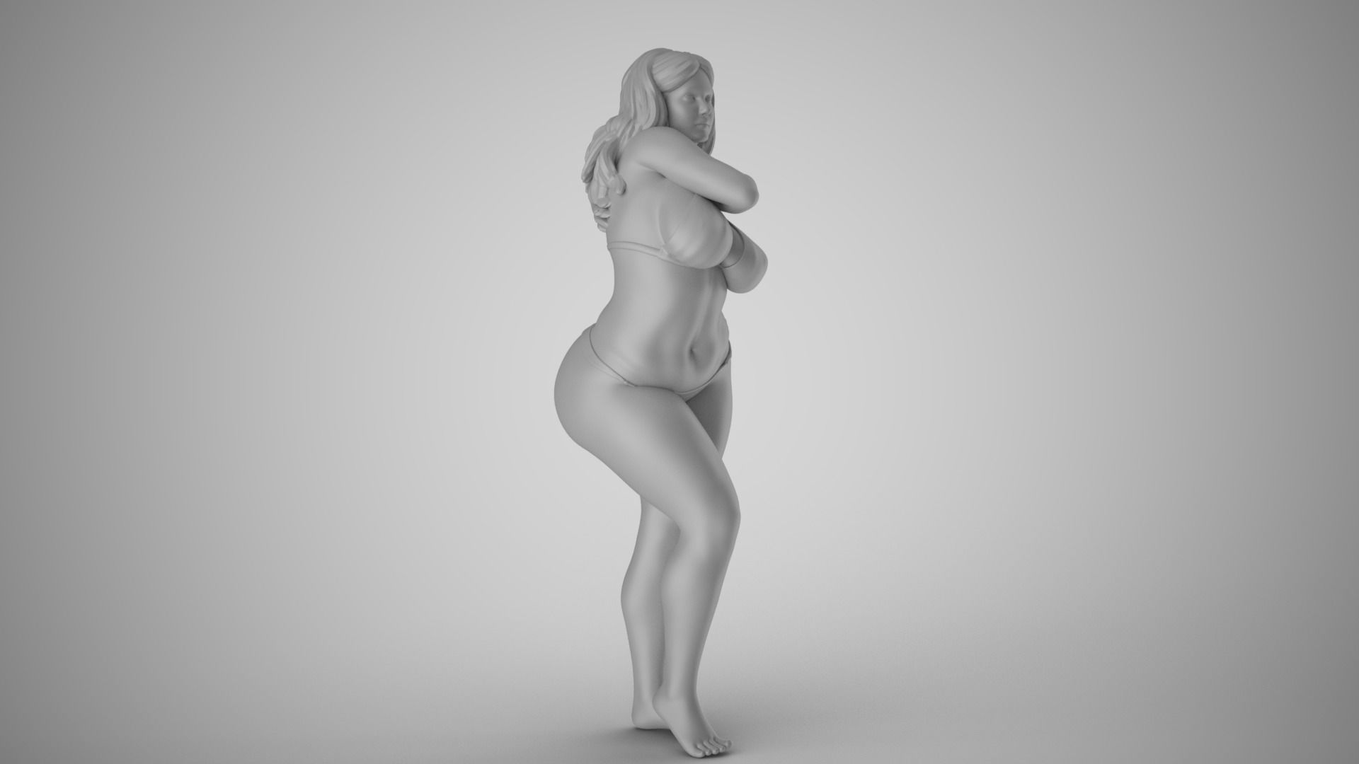 Girl Holding Hand on Shoulder 3D print model_1