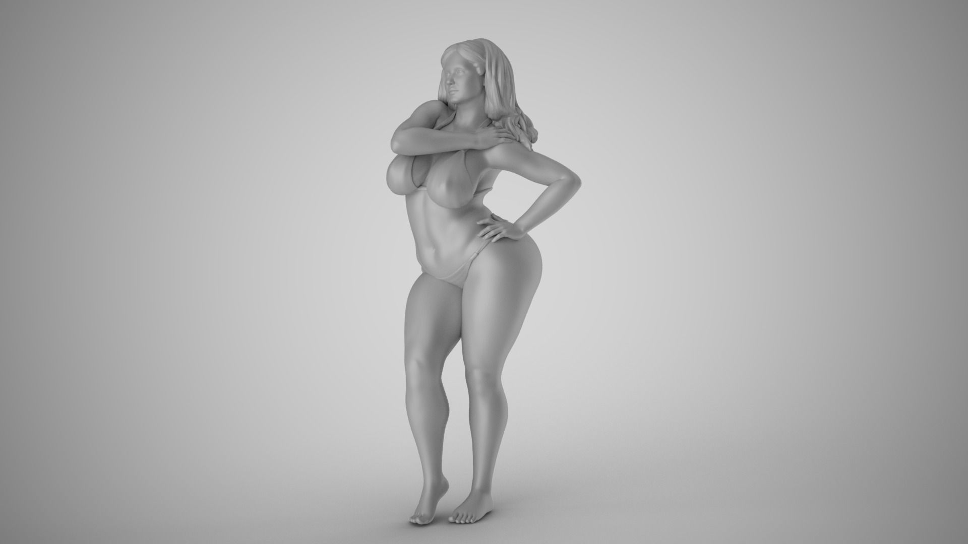 Girl Holding Hand on Shoulder 3D print model_3