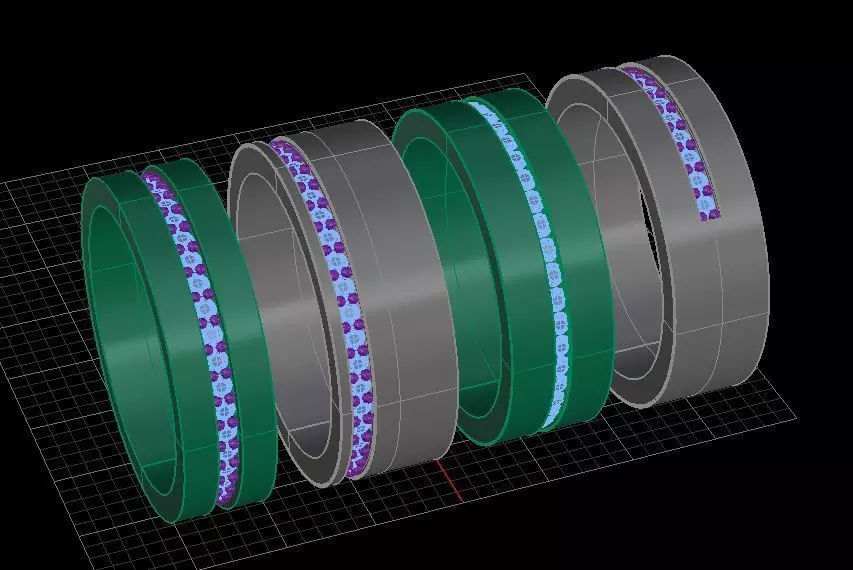 Four Diamond Wedding Band 3D model_0