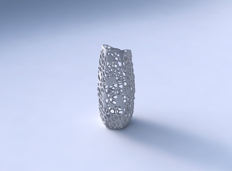 Vase arc hexagon with dense organic lattice 3D print model_3