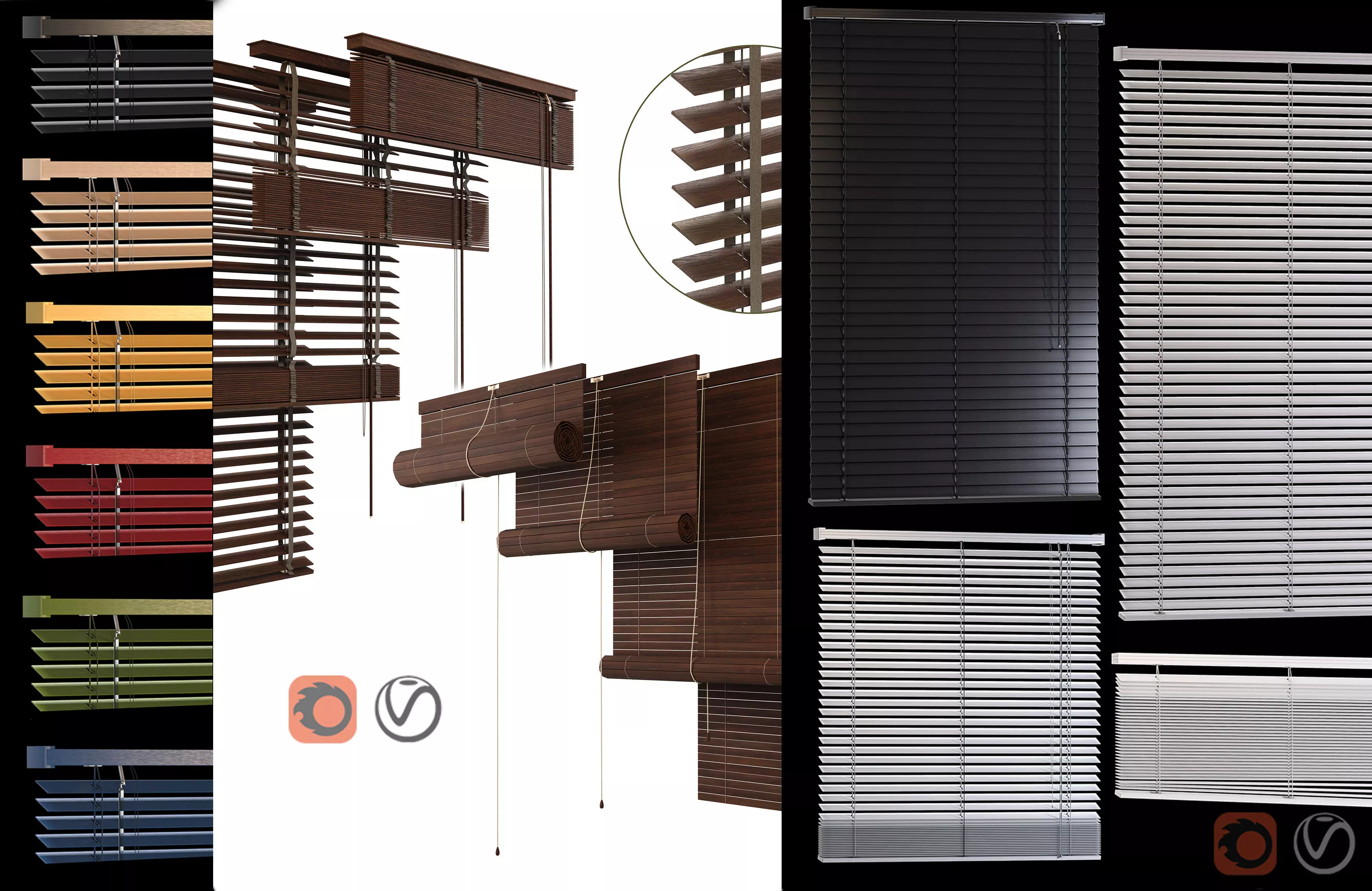 WOODand PVC Blinds 3D Model Collection_0