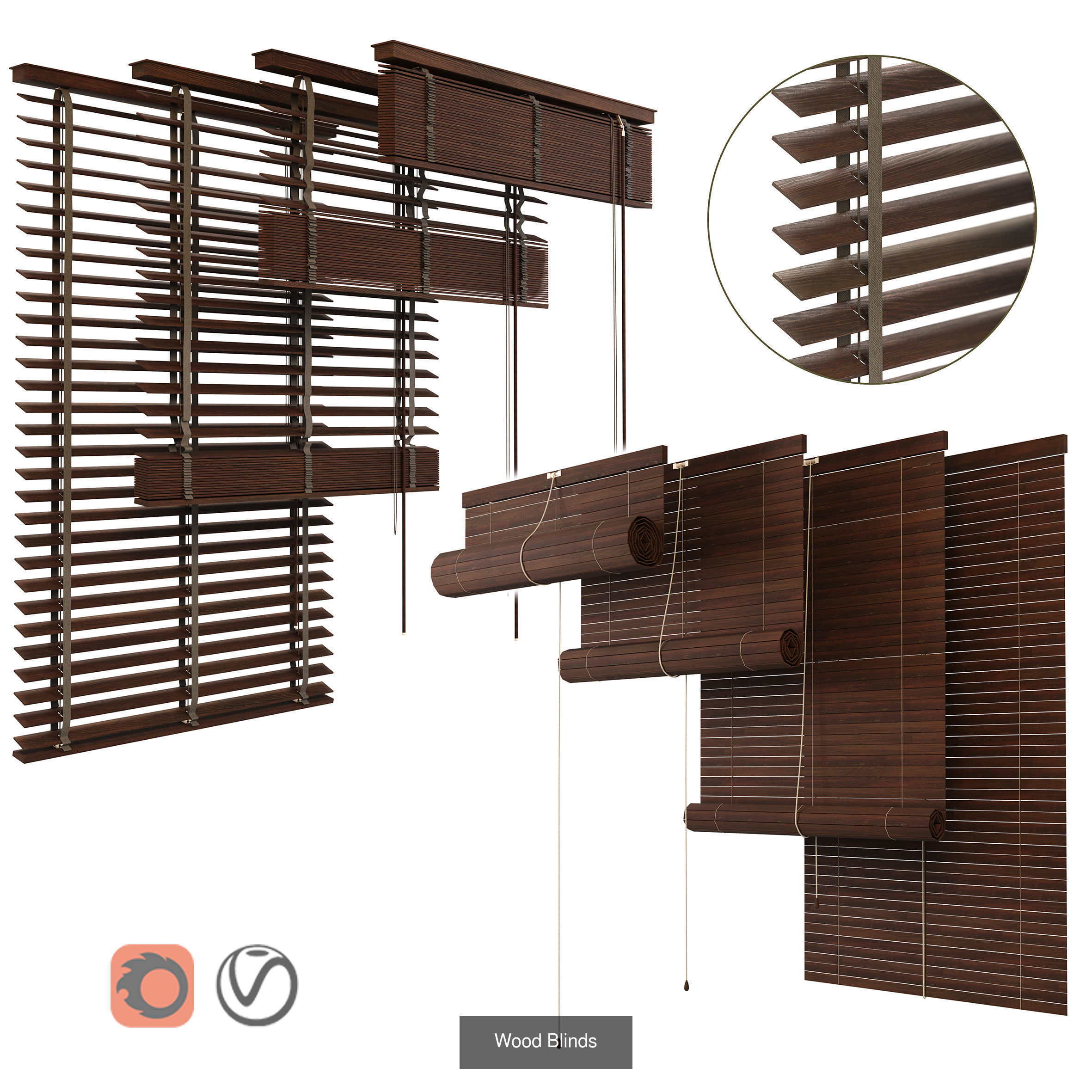 WOODand PVC Blinds 3D Model Collection_2