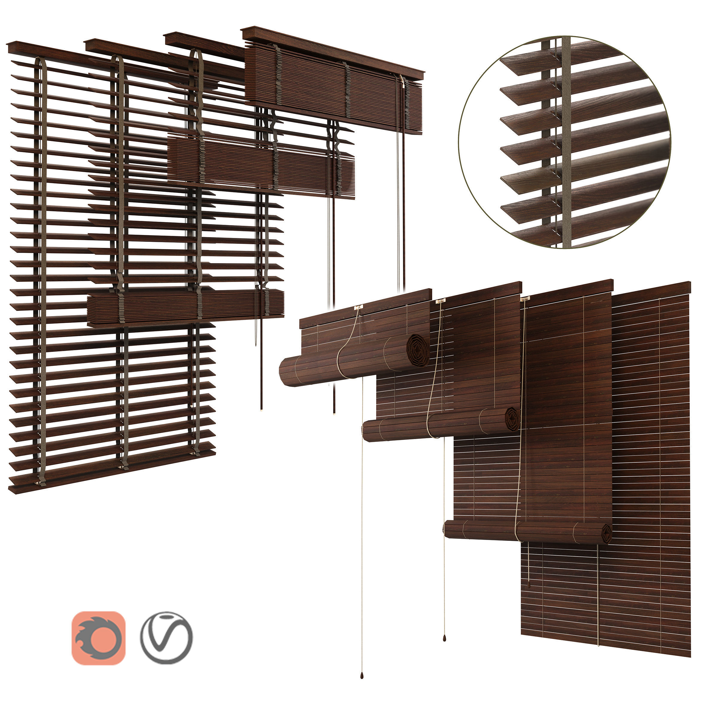 WOODand PVC Blinds 3D Model Collection_5