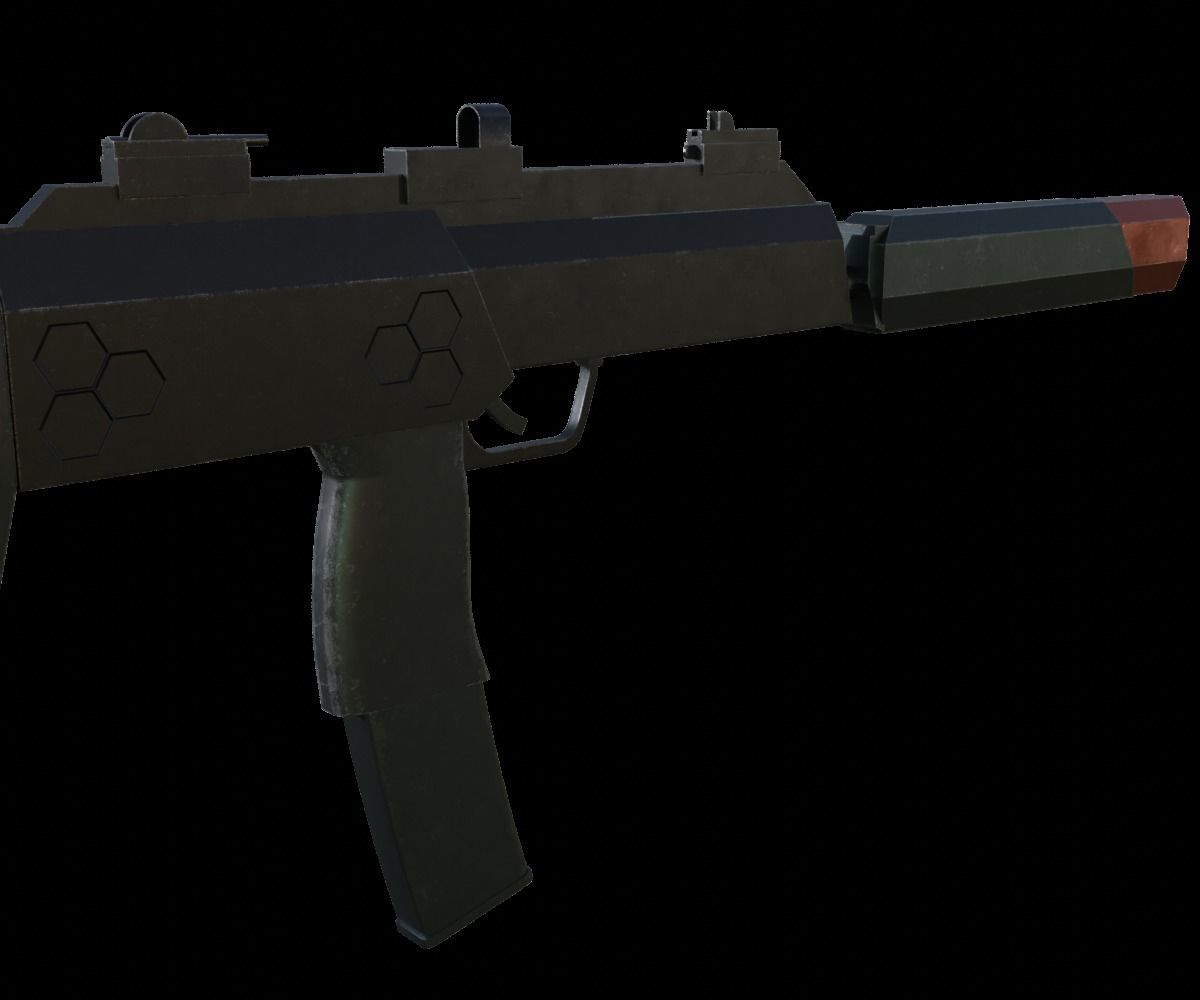 Sci-fi gun Low-poly 3D model_4