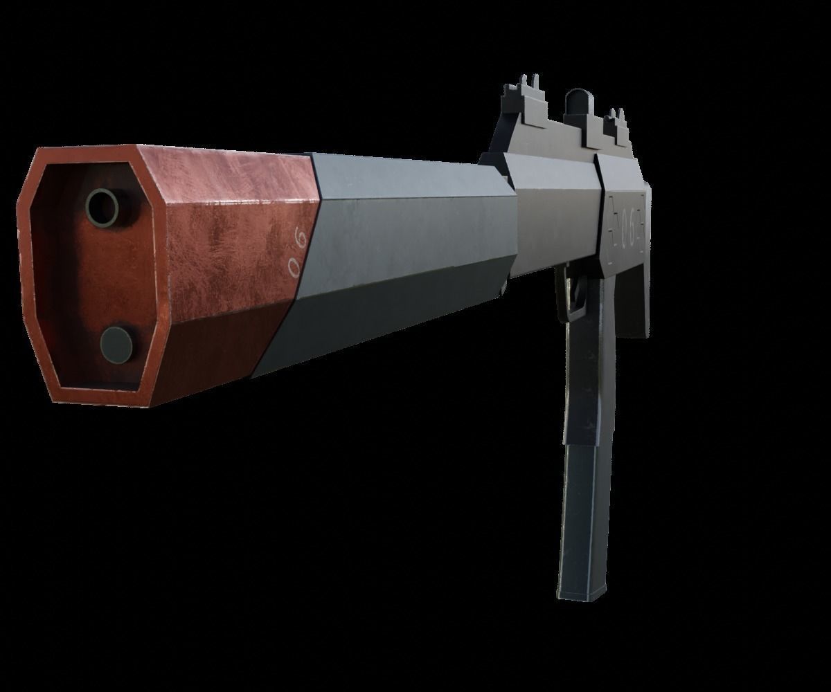 Sci-fi gun Low-poly 3D model_2