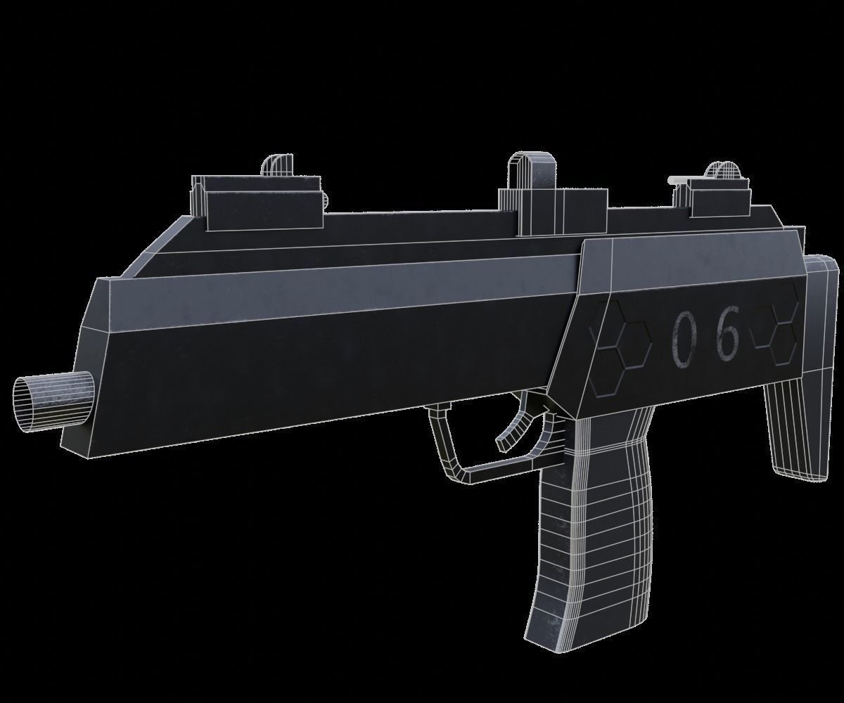 Sci-fi gun Low-poly 3D model_8