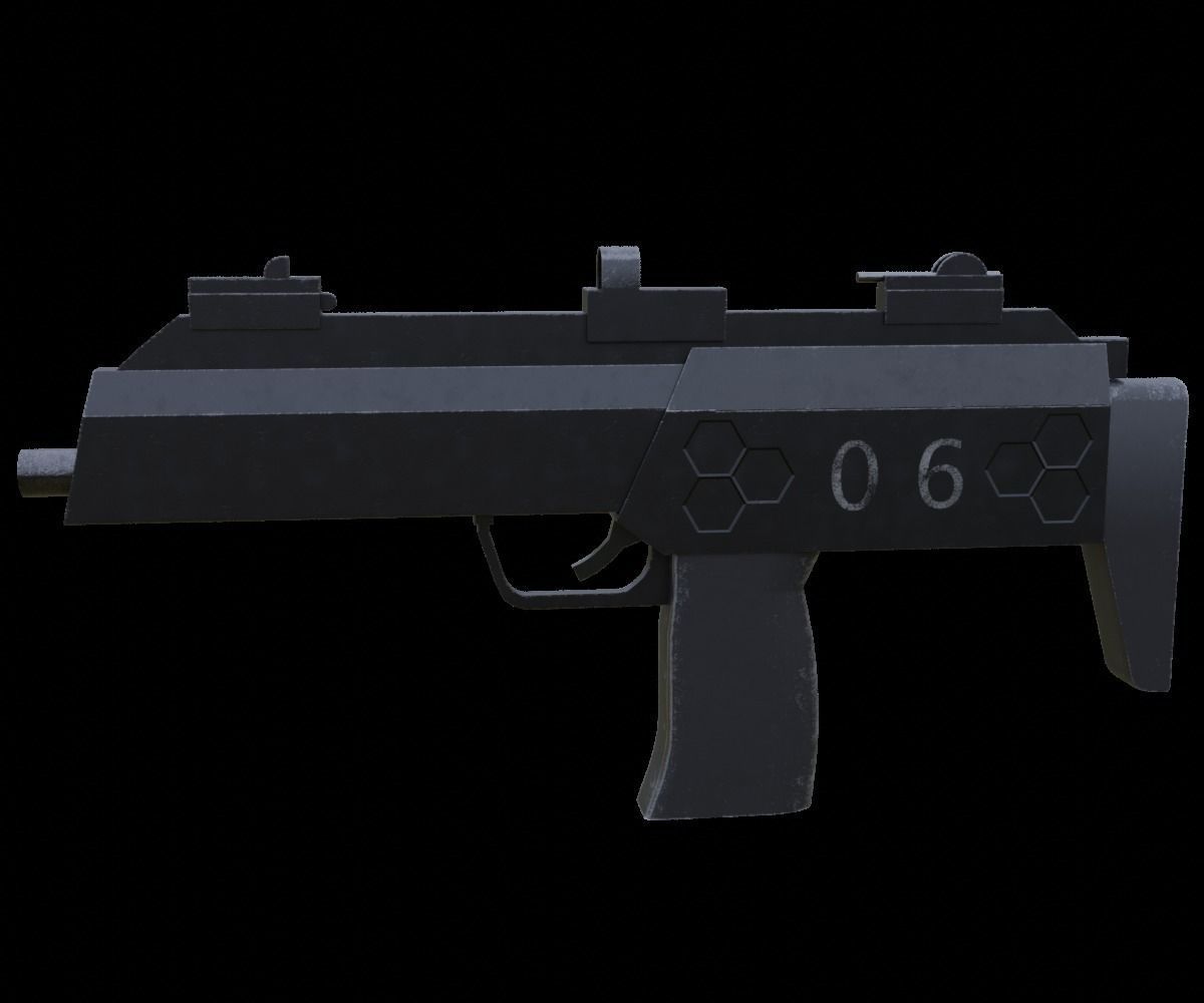 Sci-fi gun Low-poly 3D model_6