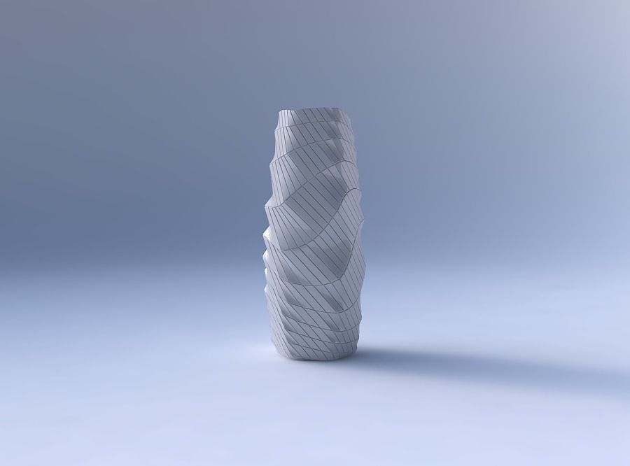 Vase arc hexagon with distorted and twisted grid plates 3D print model_4