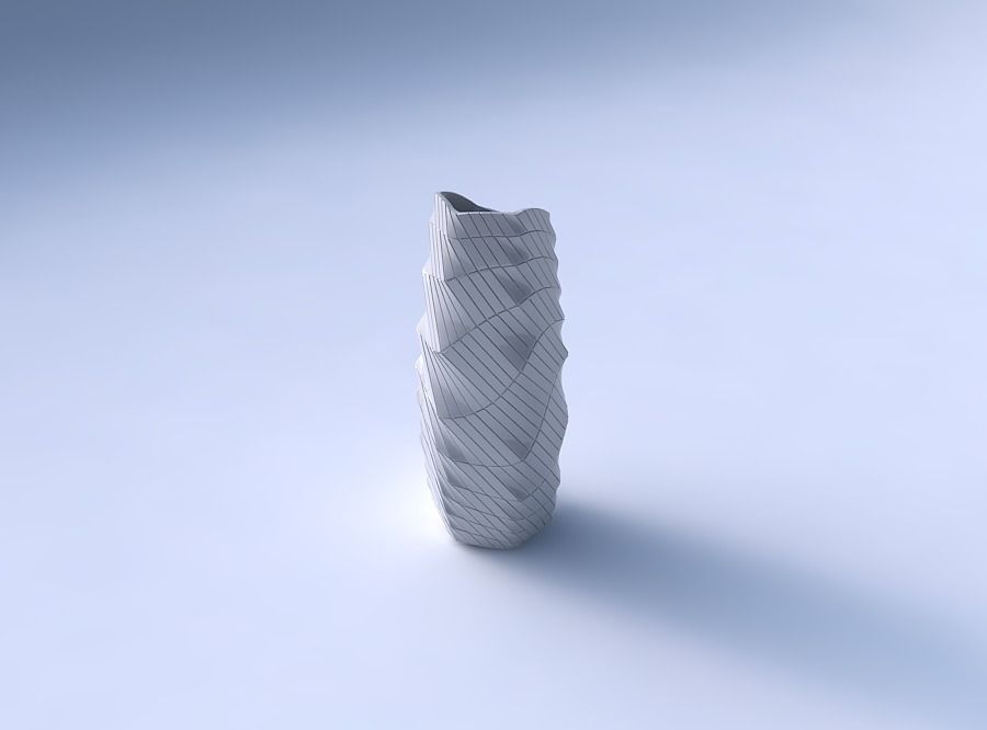 Vase arc hexagon with distorted and twisted grid plates 3D print model_3