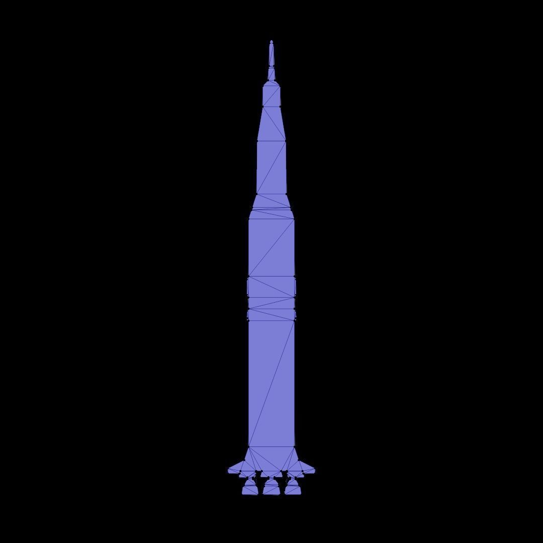 Saturn V Rocket 2D Cutout Low-poly 3D model_2