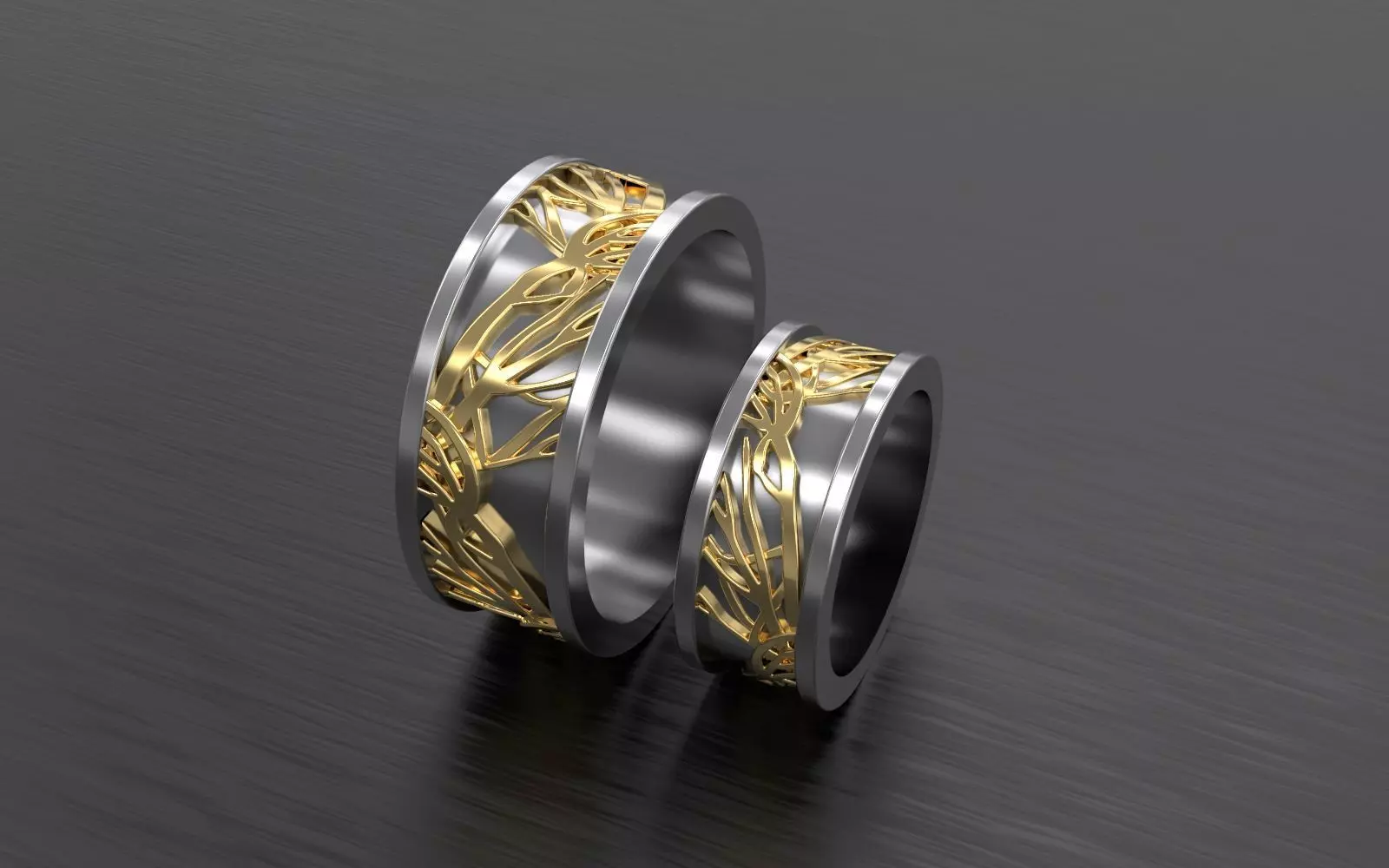 Wedding Rings With Tree Brenches 3D print model_0