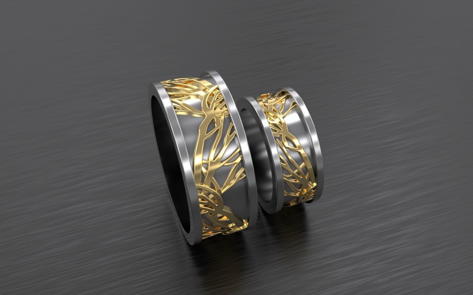 Wedding Rings With Tree Brenches 3D print model_1