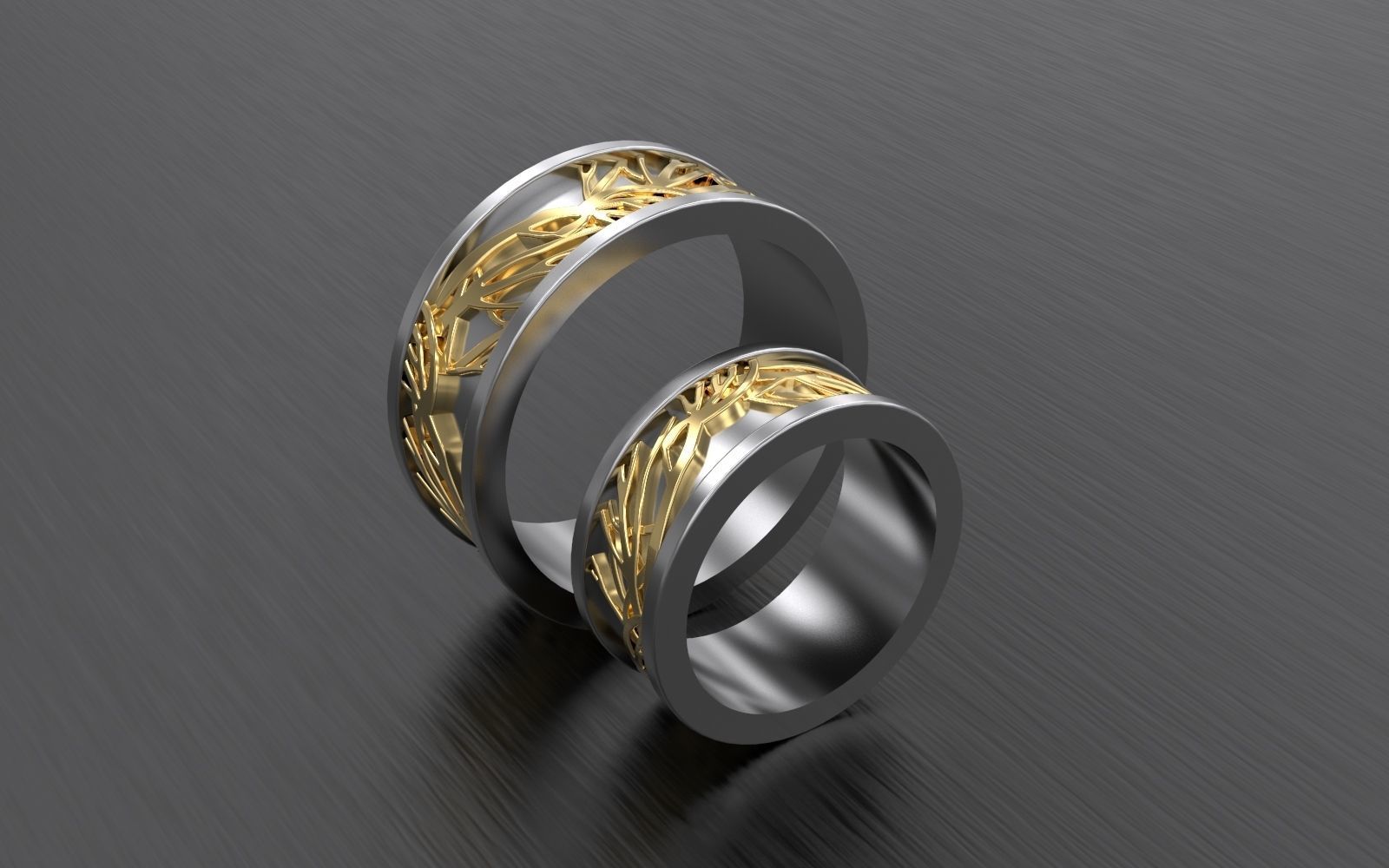 Wedding Rings With Tree Brenches 3D print model_3