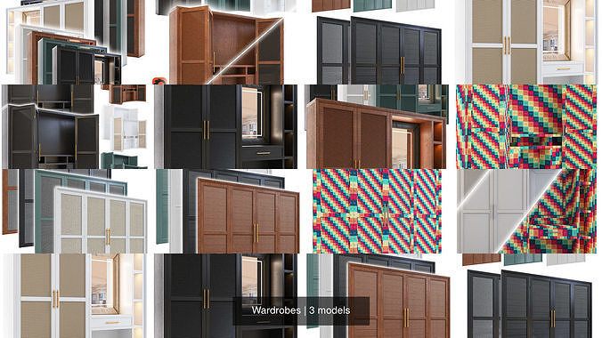 Wardrobes furniture with doors and drawers 3D Model Collection