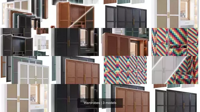 Wardrobes furniture with doors and drawers 3D Model Collection