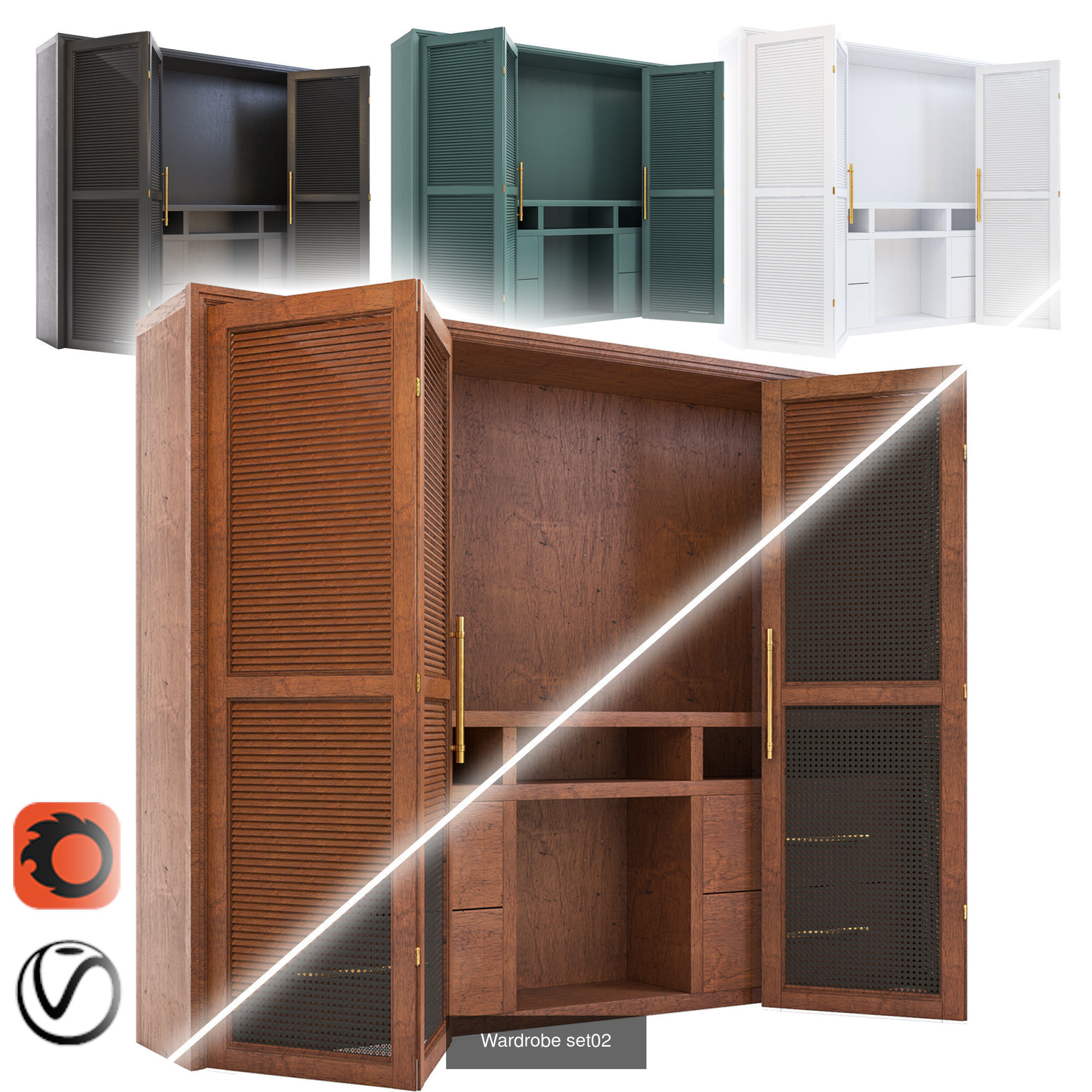 Wardrobes furniture with doors and drawers 3D Model Collection_2
