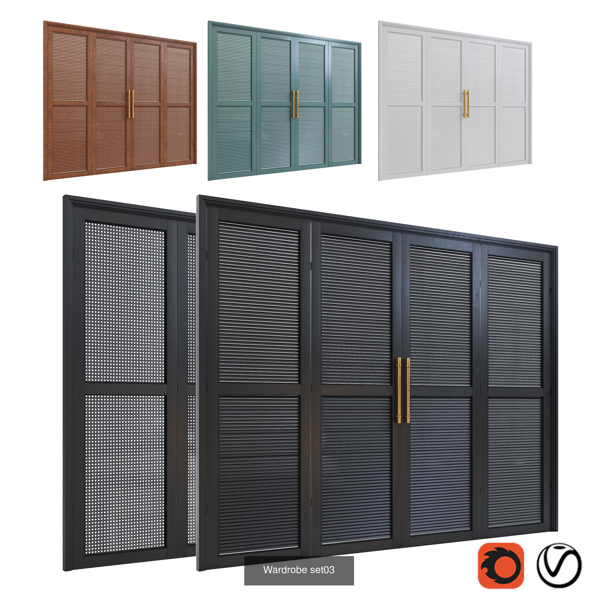 Wardrobes furniture with doors and drawers 3D Model Collection_3