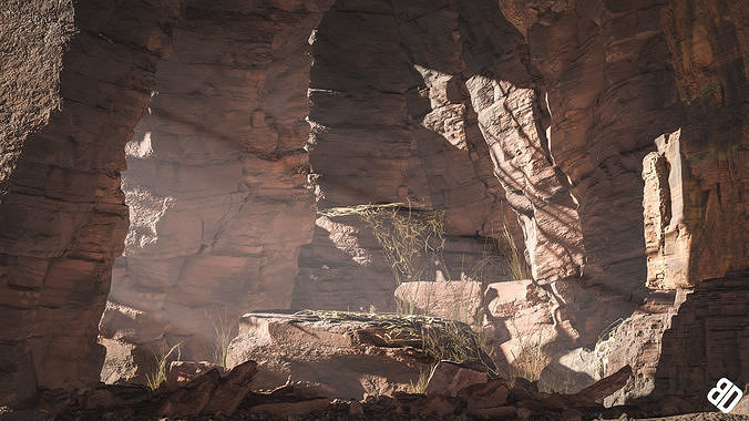 The Canyon cave with rocks and sunlight 3D model