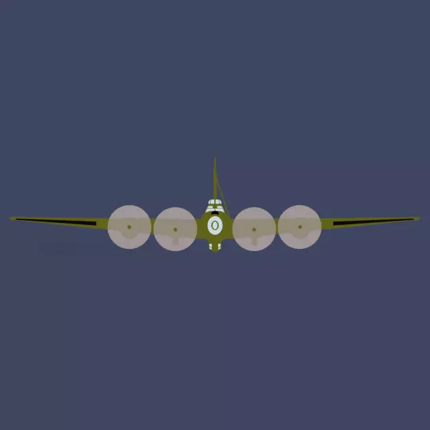B 17 Flying Fortress 2D Cutout Low-poly 3D model_0