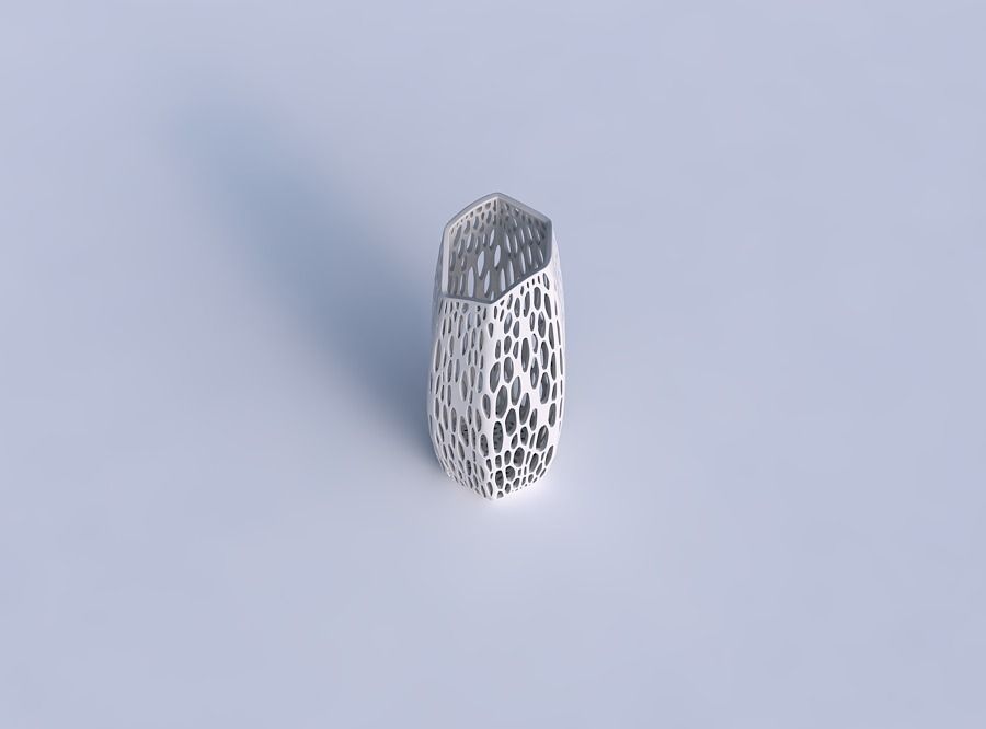 Vase arc hexagon with fine organic lattice 3D print model_1