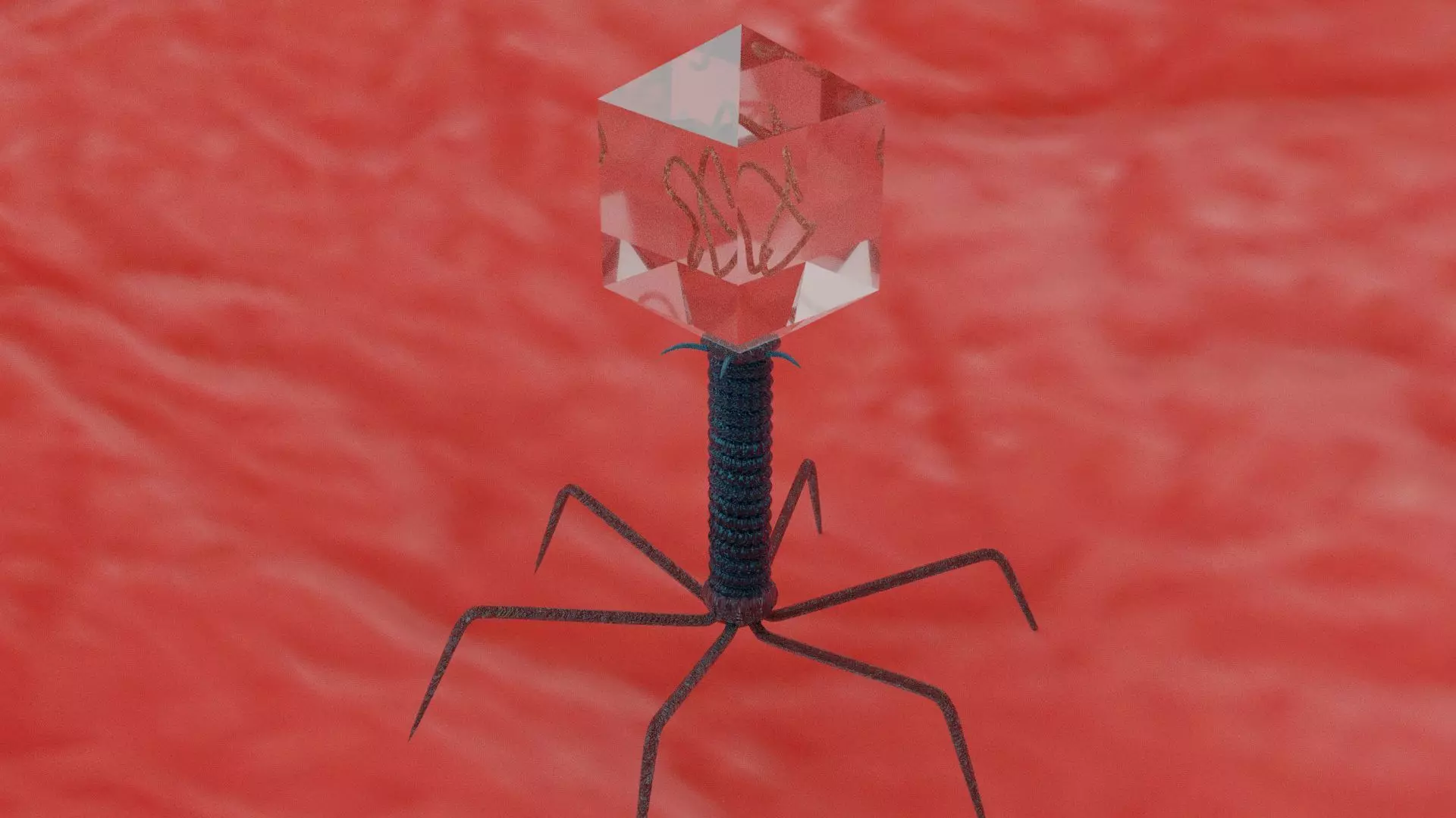 Bacteriophage bug with light Low-poly 3D model_0