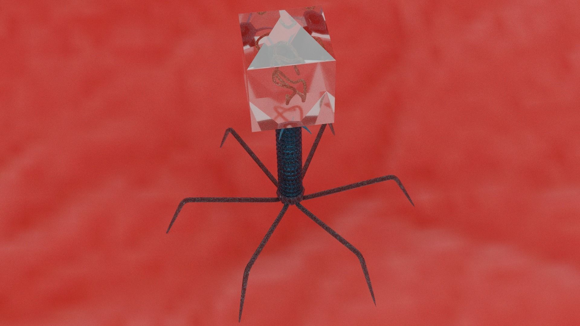 Bacteriophage bug with light Low-poly 3D model_2