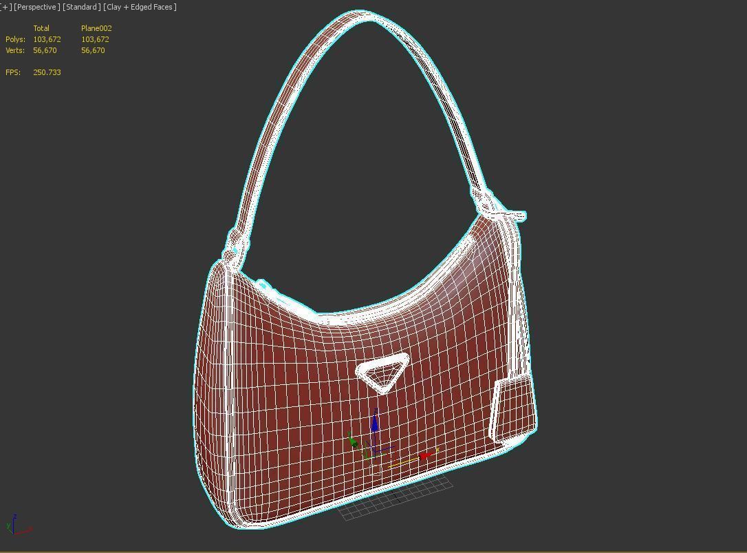 handbag prada shoulder bag Low-poly 3D model_13