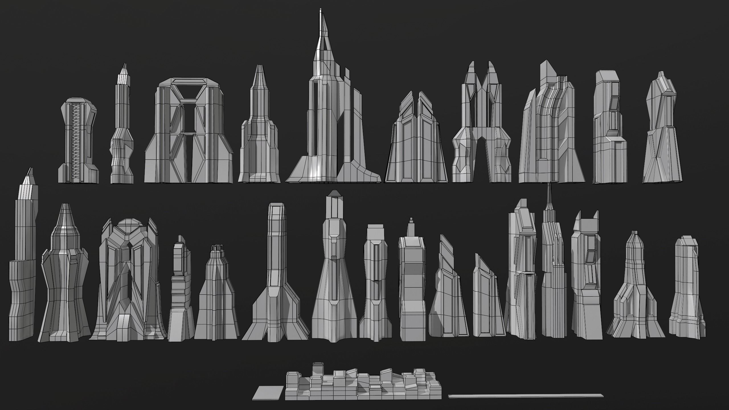 24 Sci-Fi Buildings  Low-poly 3D model_10