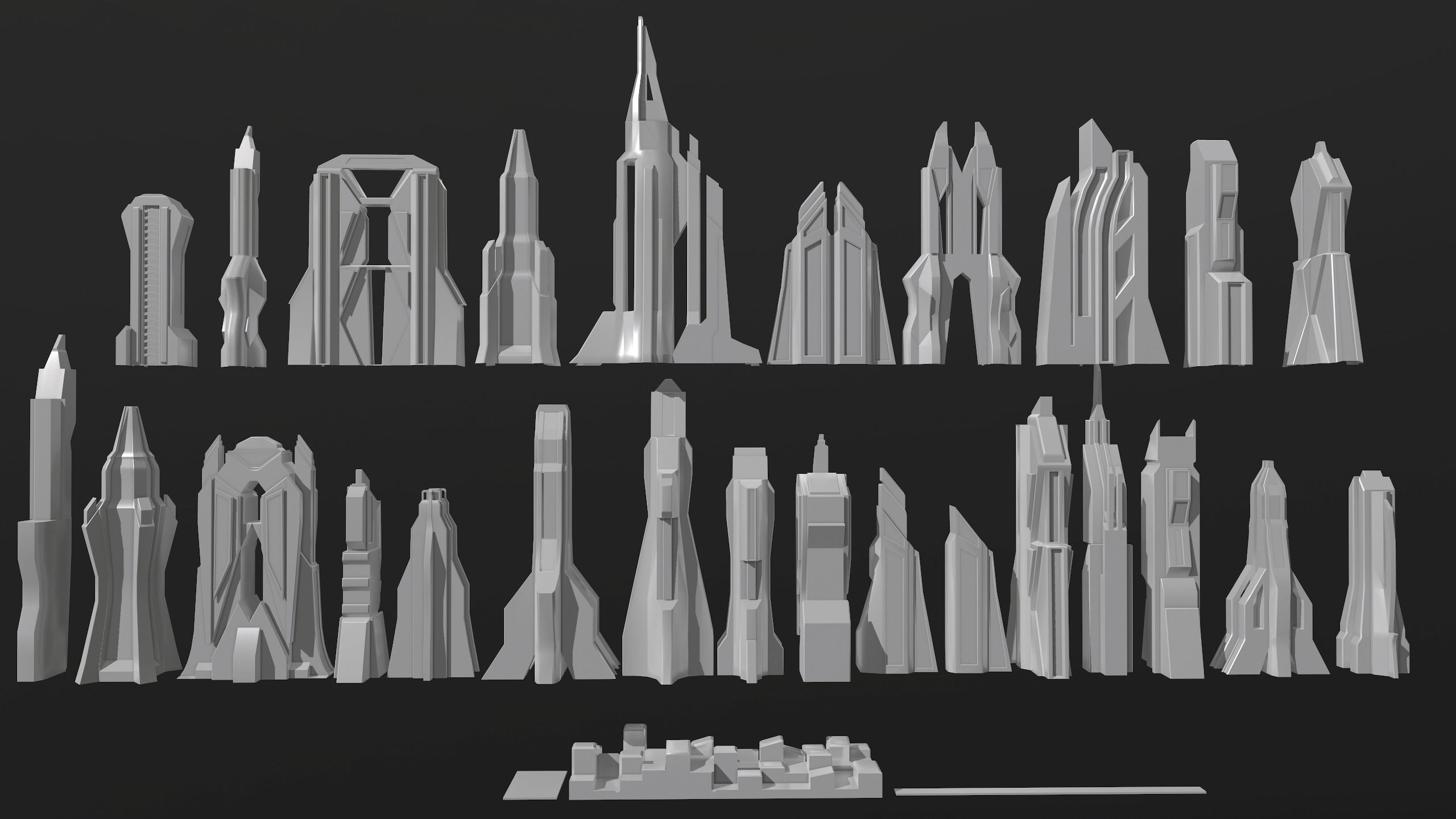 24 Sci-Fi Buildings  Low-poly 3D model_9