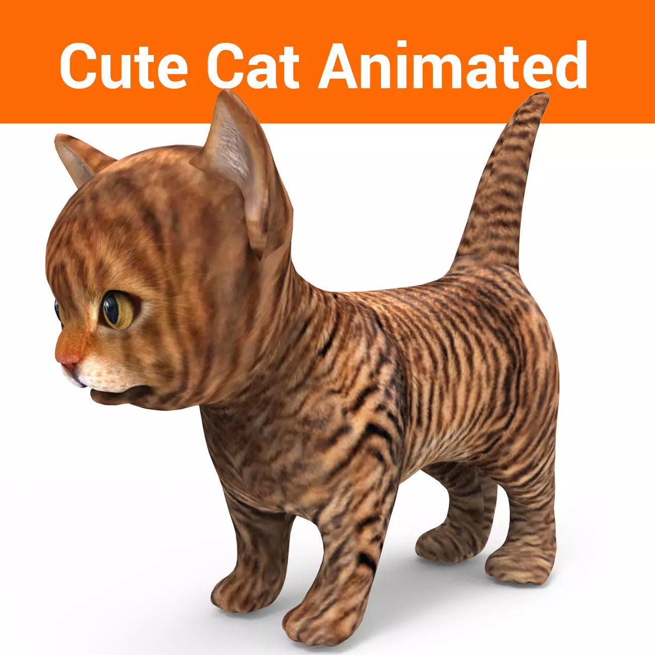 3D Cartoon Cat Animated Model Low-poly 3D model_0