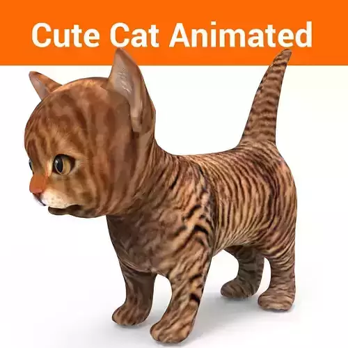 3D Cartoon Cat Animated Model Low-poly 3D model