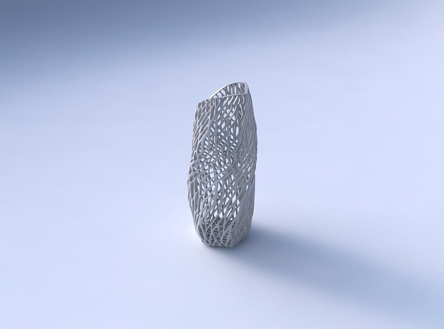 Vase arc hexagon with twisted lattice tiles 3D print model_3