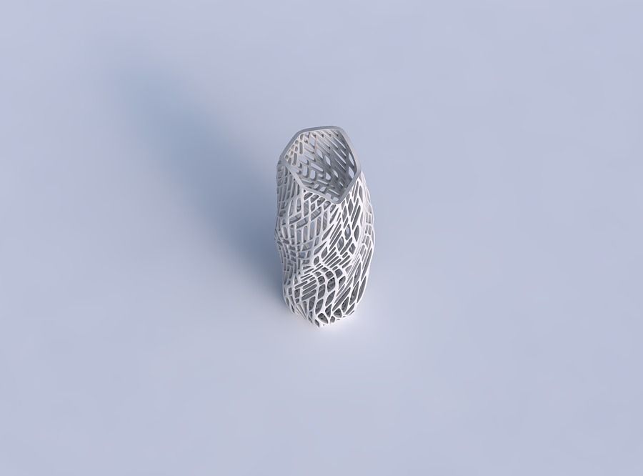 Vase arc hexagon with twisted lattice tiles 3D print model_1