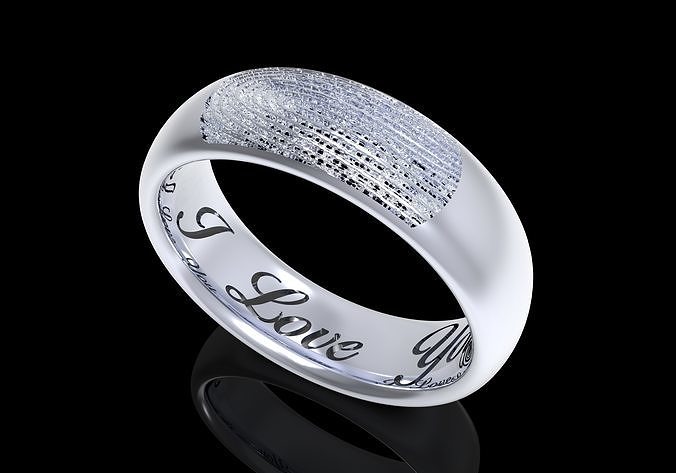 Fingerprint Men Ring  With Inside Engraved Model- CC97-M 3D print model