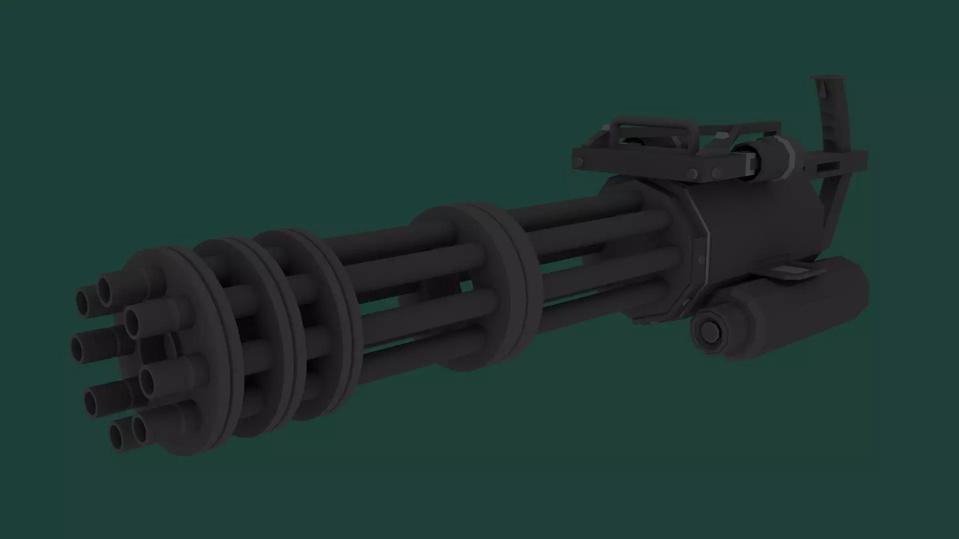 Minigun Low-poly 3D model_0