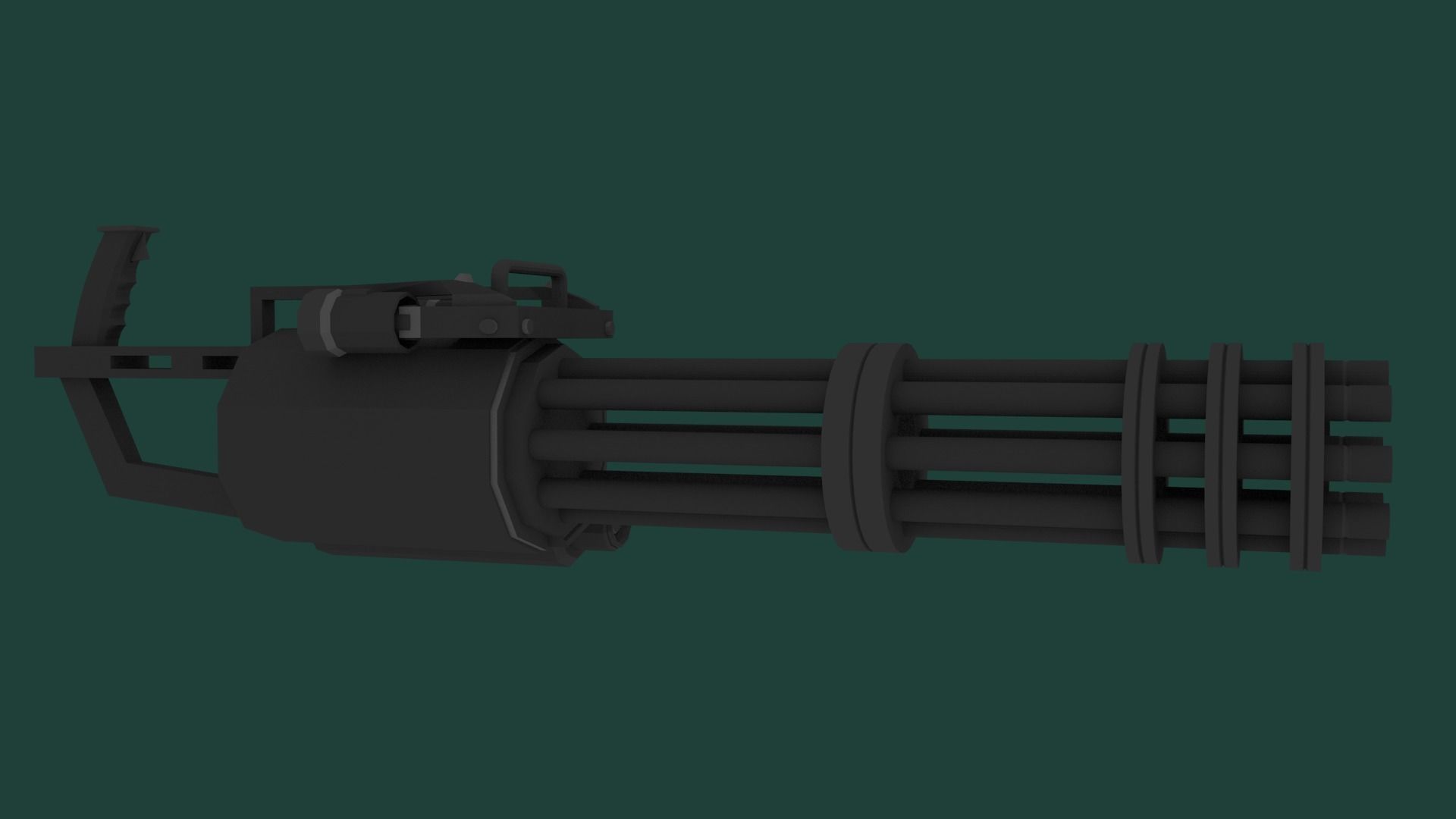 Minigun Low-poly 3D model_4