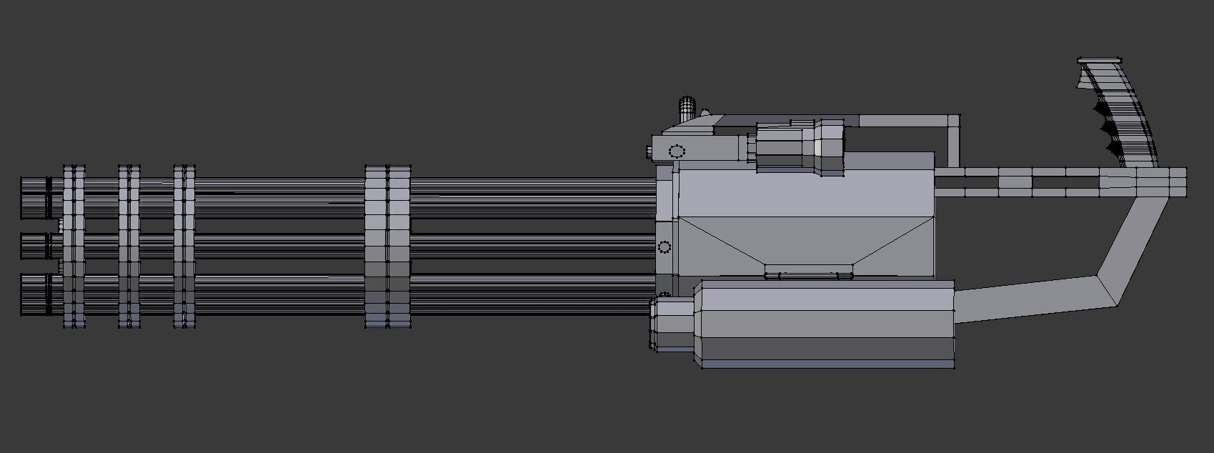 Minigun Low-poly 3D model_7
